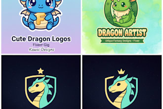 do awesome cute dragon logo