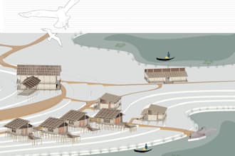 do photoshop render of existing site, masterplan, section etc