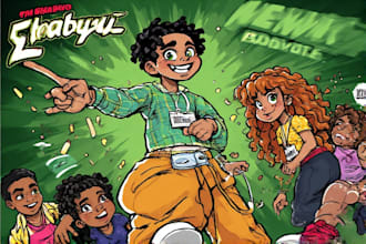 design cartoon album cover, mixtape or single cover art