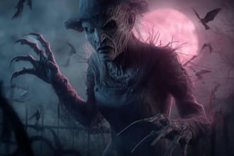 create terrifying horror character art and creepy monster