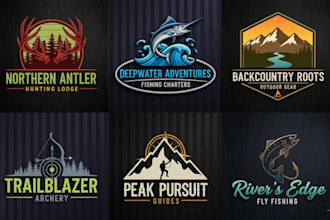design professional hunting fishing or outdoor brand logo