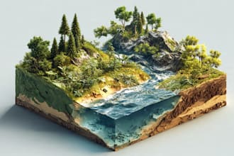 draw a building, landscape into vector art illustration
