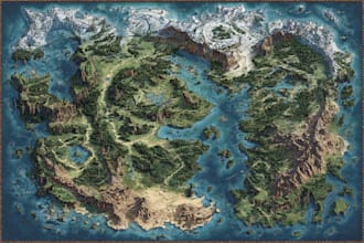 illustrate a gorgeous fantasy map illustration for your needs