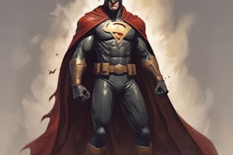 draw custom superhero character art in comic style