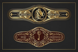 design a premium cigar band, logo, label and cigar box design