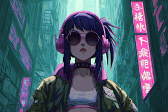 design anime character , cyberpunk character