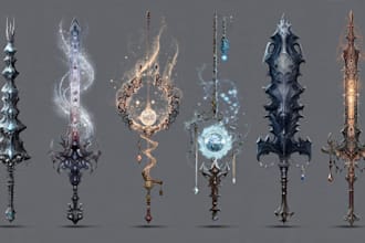 create weapon design and illustration