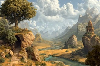 digitally paint fantasy landscape