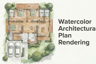 create elegant watercolor architectural plan renderings