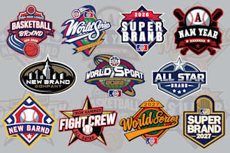 design custom nba, mlb, world series nfl all star and parody logo for your brand