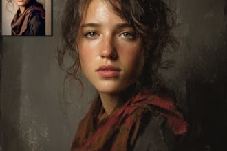 paint a portrait into painting with oil painting