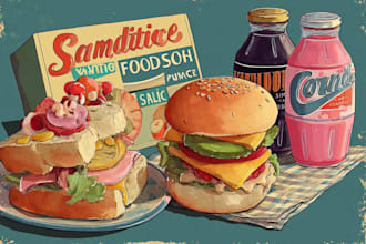 painting vintage illustrations of food