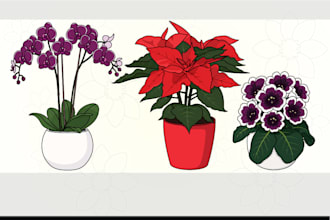 draw botanical illustrations of flowers and plants