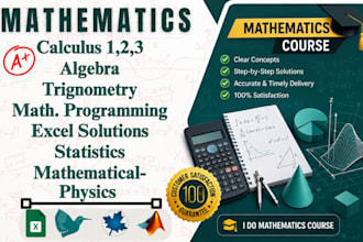 help in mathematics, statistics, programming, excel projects, mathematics course