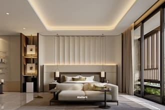 do a bespoke contemporary interior 3d design and rendering