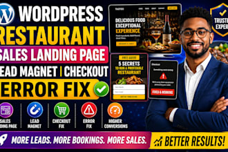 redesign wordpress restaurant sales landing page lead magnet checkout error fix