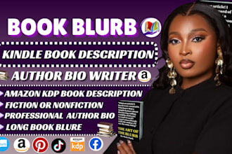 write amazon kindle book description and kdp book blurb author bio