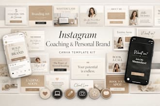design custom instagram post, instagram branding, stories instagram branding kit