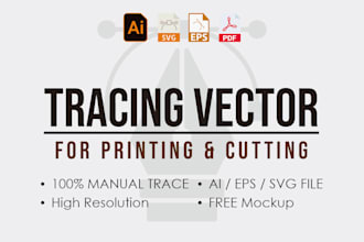 manually vector trace, redraw image or logo to ai eps svg