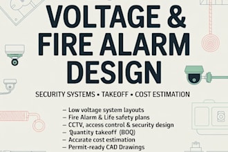 design low voltage, fire alarm, security takeoff, cctv and cost estimation