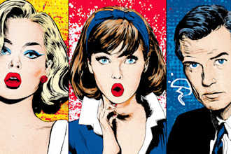 draw a retro pop art roy lichtenstein style