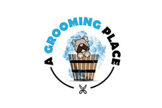 create a captivating dog grooming animal logo