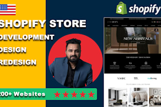design, redesign, develop a modern shopify website, shopify website development