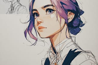 draw your oc or portraits in a cute anime semirealist art