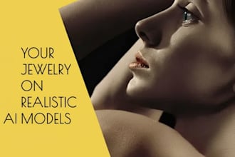 do realistic jewelry mockup, necklace, earring, clothing, wristband on ai model
