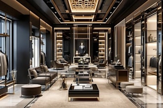 revamp 3d luxury men boutique store, cgi retail interior,clothing display render