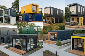 design modern container houses, tiny home, cabins, kiosks