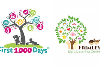 do custom minimalist childcare daycare or kids logo design for your identity