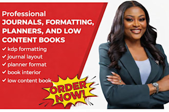 format journals planners and low contents book for amazon kdp