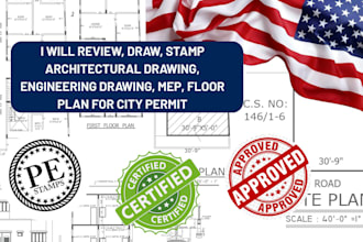 review, draw, stamp architectural, engineering plan,  floor plan for city permit