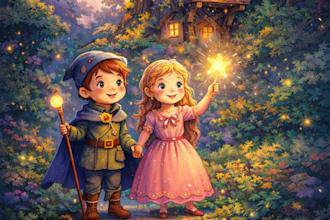 magical children illustrations in mixed media fantasy style