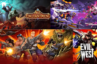 design steam capsule art, game poster, game banner, steam banner, concept art