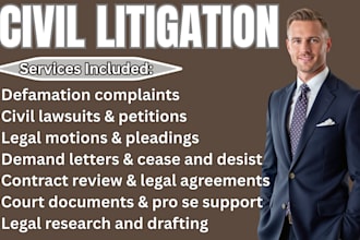 draft civil litigation documents, petitions, motions and demand letters