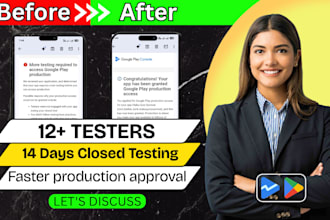 provide 12 testers for google play closed testing for 14 day