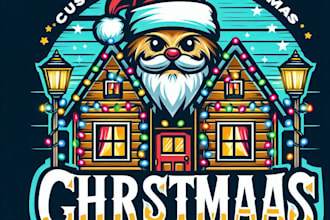 design high quality christmas light mascot logo with t shirt design