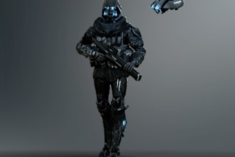 fantasy 3d character, scifi cyberpunk model design,3d soldier,ue5 weapon,avatar