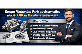 design mechanical parts and assemblies with 3d cad and manufacturing drawings