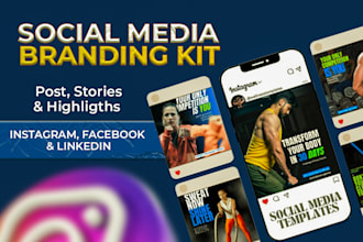 design a professional instagram post, story and branding kit