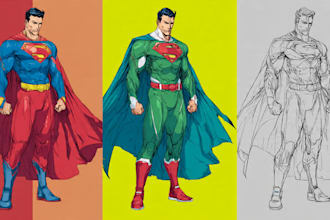 design premium superhero caricature character