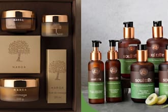 create skin care label, cosmetic logo and packaging