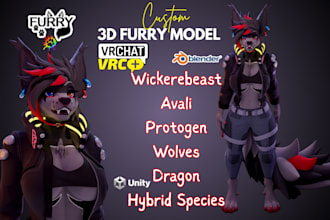 do custom 3d vrchat avatar, furry nsfw model, vtuber character rigging, animaze
