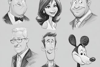 draw artistic cartoon caricatures