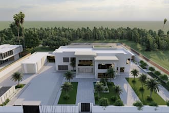 reimagine 3d tropical villa exterior, luxury home interior design, cgi rendering