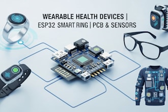 wearable health device, smart ring, glasses, band, clothing, esp32, pcbs sensors