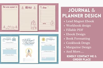 do fillable PDF journal planner design workbook lead magnet ebook design