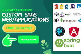 develop custom saas web applications in reactjs, nodejs, spring boot, angularjs